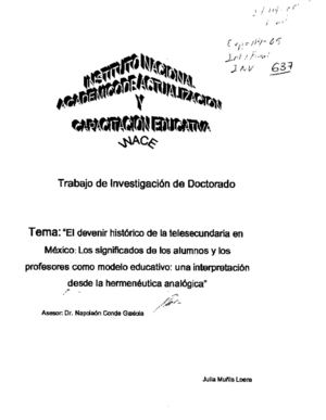 El devenir histórico de la telesecundaria en México; los significados de los alumnos y los profesores como modelo educativo: una interpretación desde la hermenéutica analógica