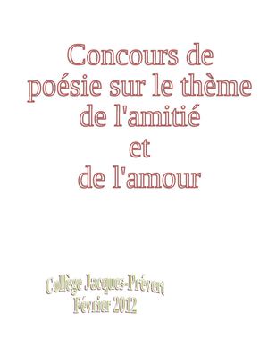 Concours de poésie sur le thème de l’amitié et de l’amour