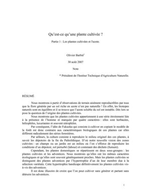 Qu'est-ce qu'une plante cultivée - partie 1