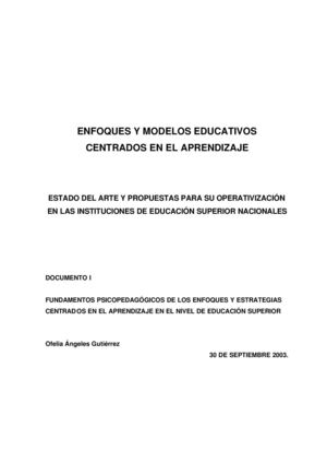 Enfoques y Modelos Educativos centrados en el Aprendizaje