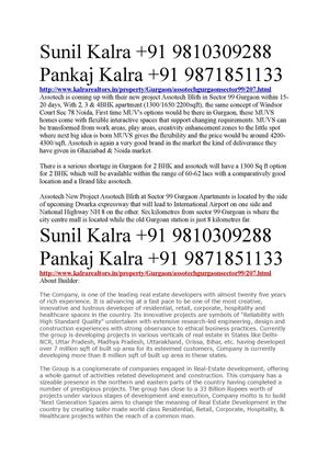 Assotech Sector 99 Gurgaon Project +91 9810309288 