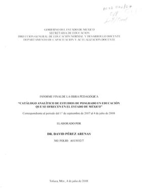 Catálogo analítico de estudios de posgrado en educación que se ofrecen en el Estado de México