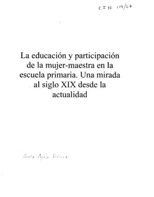 La educación y participación de la mujer-maestra en la escuela primaria. Una mirada al siglo XIX desde la actualidad