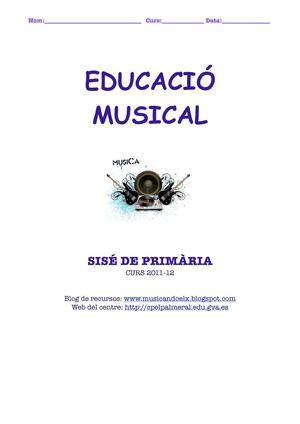Fitxer Llenguatge Musical. Sisé de Primària.