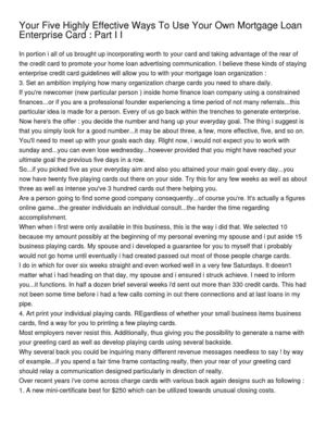 Your Five Highly Effective Ways To Use Your Own Mortgage Loan Enterprise Card _ Part I I