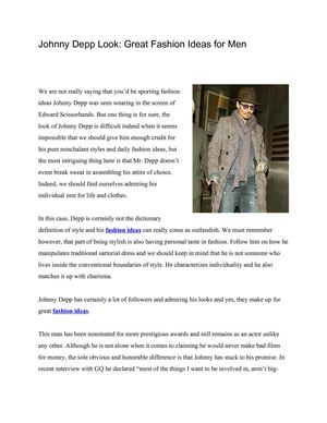 Johnny Depp Look: Great Fashion Ideas for Men