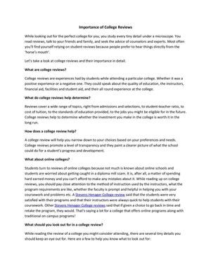 Importance of College Reviews