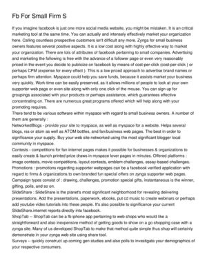 Fb For Small Firm S