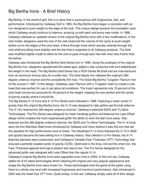 Big Bertha Irons - A Brief History