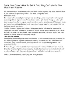 Sell A Gold Chain - How To Sell A Gold Ring Or Chain For The Most Cash Possible