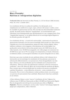 Marc Prensky: Nativos e Inmigrantes digitales