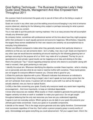 Goal Setting Techniques _ The Business Enterprise Lady's Help Guide Good Results, Management And Also Empowerment Throughout 2011