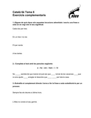 EXERCICIS COMPLEMENTARIS CATALÀ TEMA 6