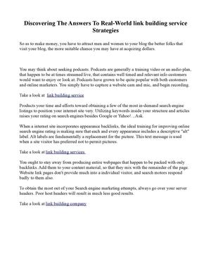 Discovering The Answers To Real-World link building service Strategies