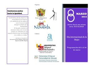 Programación actividades 8 de marzo. Día Internacional de la Mujer 
