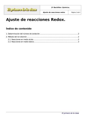 2º Bachiller: Ajuste de reacciones Redox