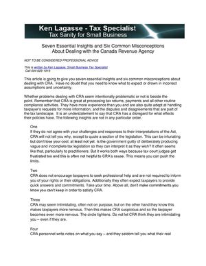 Ken Lagasse Shows You How to Deal With The Canada Revenue Agency