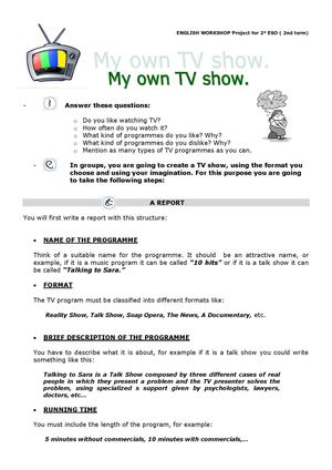 My TV programme - Student's worksheets