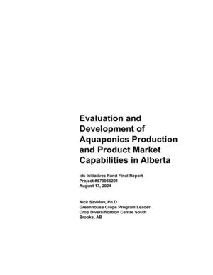 Evaluation and Development of Aquaponics Production and Product Market in Alberta   