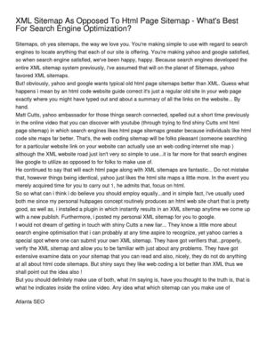 XML Sitemap As Opposed To Html Page Sitemap - What's Best For Search Engine Optimization_