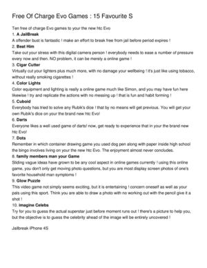 Free Of Charge Evo Games _ 15 Favourite S