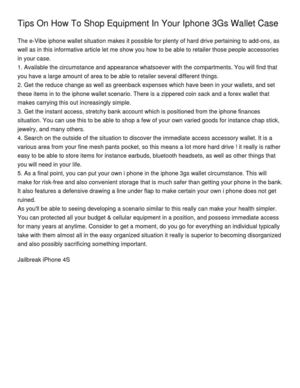 Tips On How To Shop Equipment In Your Iphone 3Gs Wallet Case