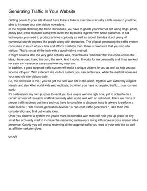 Generating Traffic In Your Website