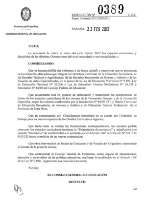 Resolución 389/12 CGE