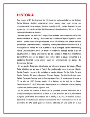 HISTORIA DEL AMERICA DE CALI