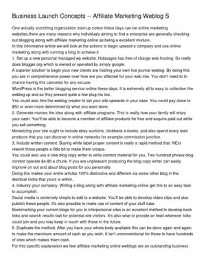 Business Launch Concepts -- Affiliate Marketing Weblog S