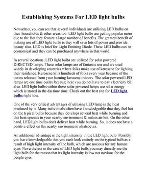 Establishing Systems For LED light bulbs 
