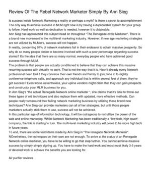 Review Of The Rebel Network Marketer Simply By Ann Sieg