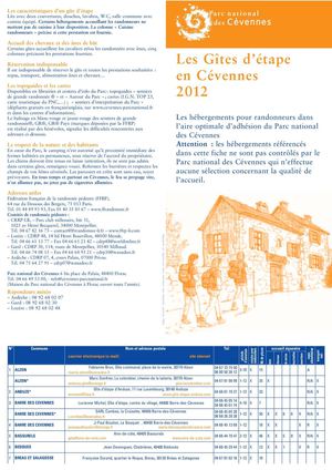 Les gîtes d'étapes en Cévennes 2012