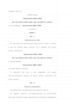 Statuto dell'Associazione Moda e Modi