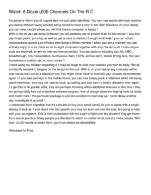 Watch A Dozen,000 Channels On The R C