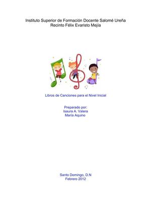 libro de canciones para el nivel inicial