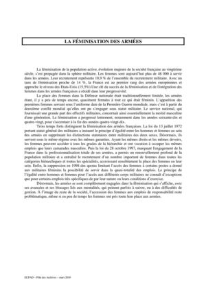 LA FÉMINISATION DES ARMÉES La