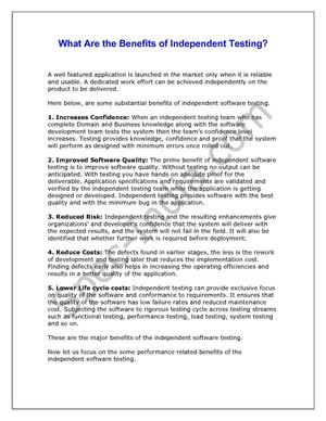 What Are the Benefits of Independent Testing?