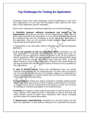 Top Challenges for Testing An Application