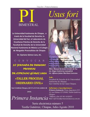 Revista Jurídica Primera Instancia Usus fori Julio-Agosto 2010 