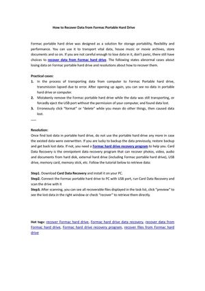 How to Recover Data from Formac Portable Hard Drive
