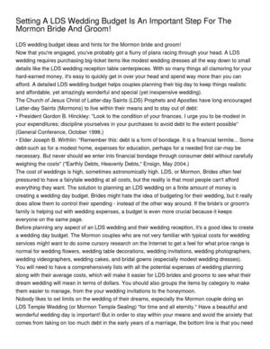 Setting A LDS Wedding Budget Is An Important Step For The Mormon Bride And Groom! (2)