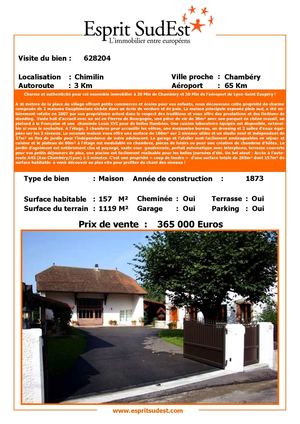 Esprit SudEst: Charme et authenticité pour cet ensemble immobilier à 20 Min de Chambéry et 30 Min de l’aéroport de Lyon-Saint Exupéry ! CHIMILIN 38490 