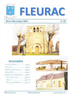 Bulletin municipal 2011 pour la mairie de Fleurac  en Dordogne
