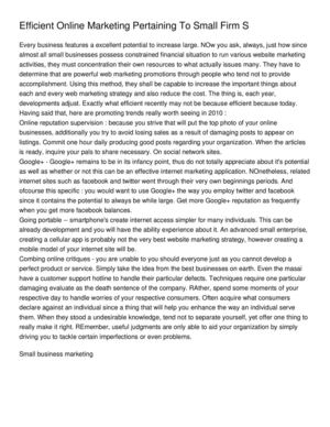 Efficient Online Marketing Pertaining To Small Firm S
