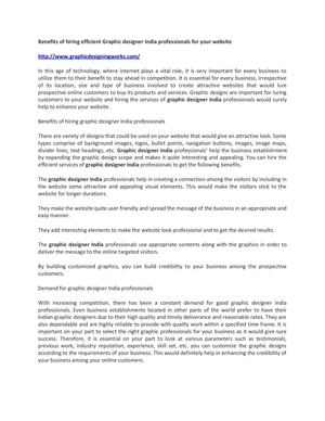 Benefits of hiring efficient Graphic designer India professionals for your website