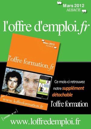 Journal L'offre d'emploi - Alsace - Mars 2012 avec supplément l'offre formation