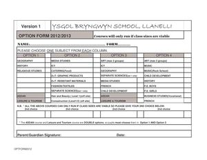 Option Form - Feburary 2012 - Version 1