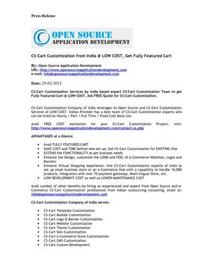 CS-Cart Customization from India @ LOW COST, Get Fully Featured Cart