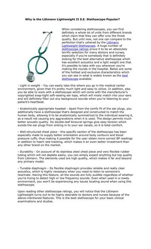 Why is the Littmann Lightweight II S.E. Stethoscope Popular?
